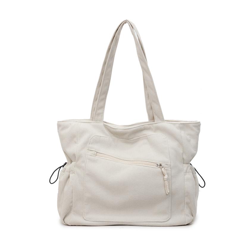 Corduroy Solid Color Zipper Casual Tote 2026 Autumn/winter New Versatile Bags Daily Leisure Commuting Simple Women's Handbags