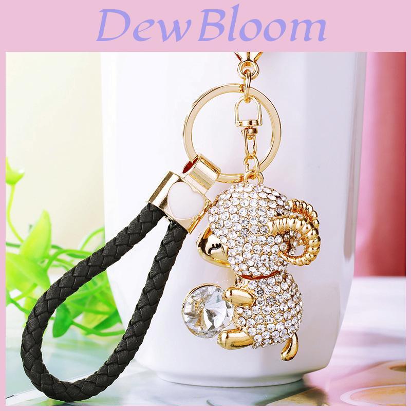 Adorable Zodiac Sheep Keychain With Sparkling Rhinestones For Couples And Friends Gifts