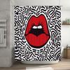 Hippie Lippenabdruck Duschvorhang Wasserdicht Badezimmer Dekor Modernes Design Schwarz Weiß Rotes Muster 3D Bedruckter Stoff Shampoo-Flasche
