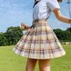 Gentle JK Plaid Pleated Skirt - High Waist Japanese School Uniform for Women
