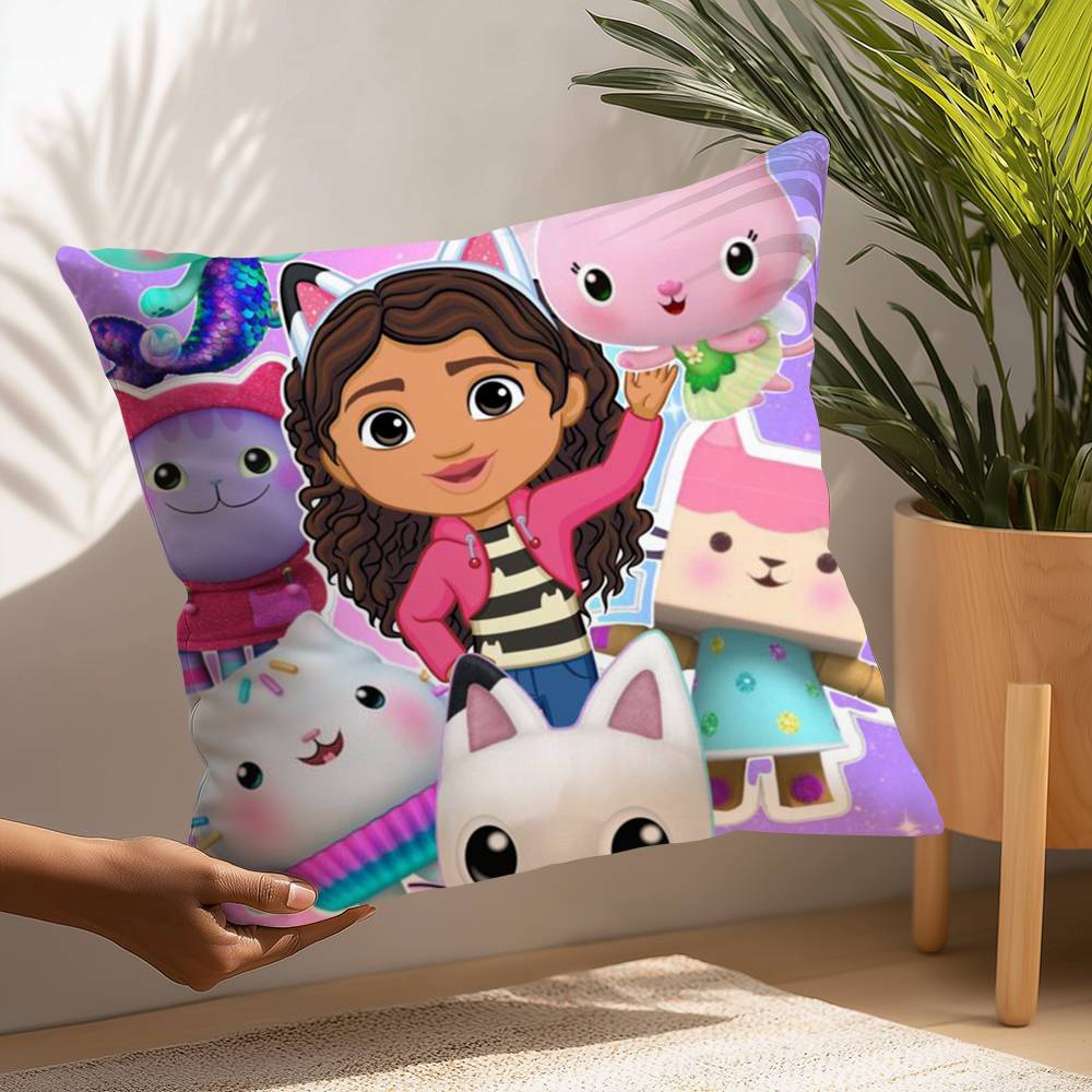 Cartoon Gabbys Mercat Cat Pillow Case Plush Fabric Soft  Pillowcase Double Sided Print Cushion Cover Household Gifts