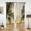 Sunset Beach Palme Wohnzimmer Küche Jungen Mädchen Schlafzimmer Lange Vorhänge für Fenster Cortinas Heimdeko