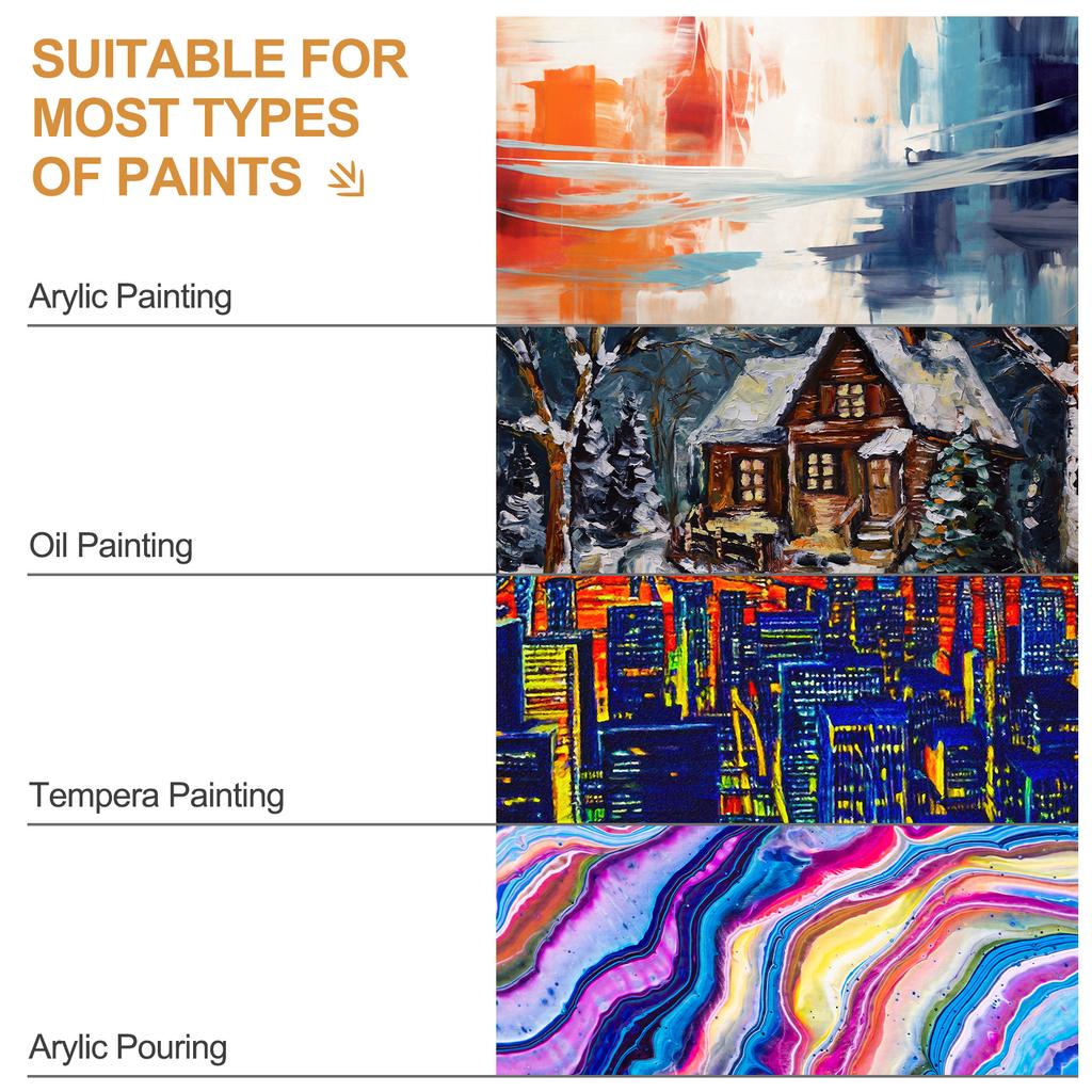 8Pcs White Stretched Canvas for Painting 10cm-30cm Blank Artist Boards Profile Cotton Canvas Panels for Beginners Professionals