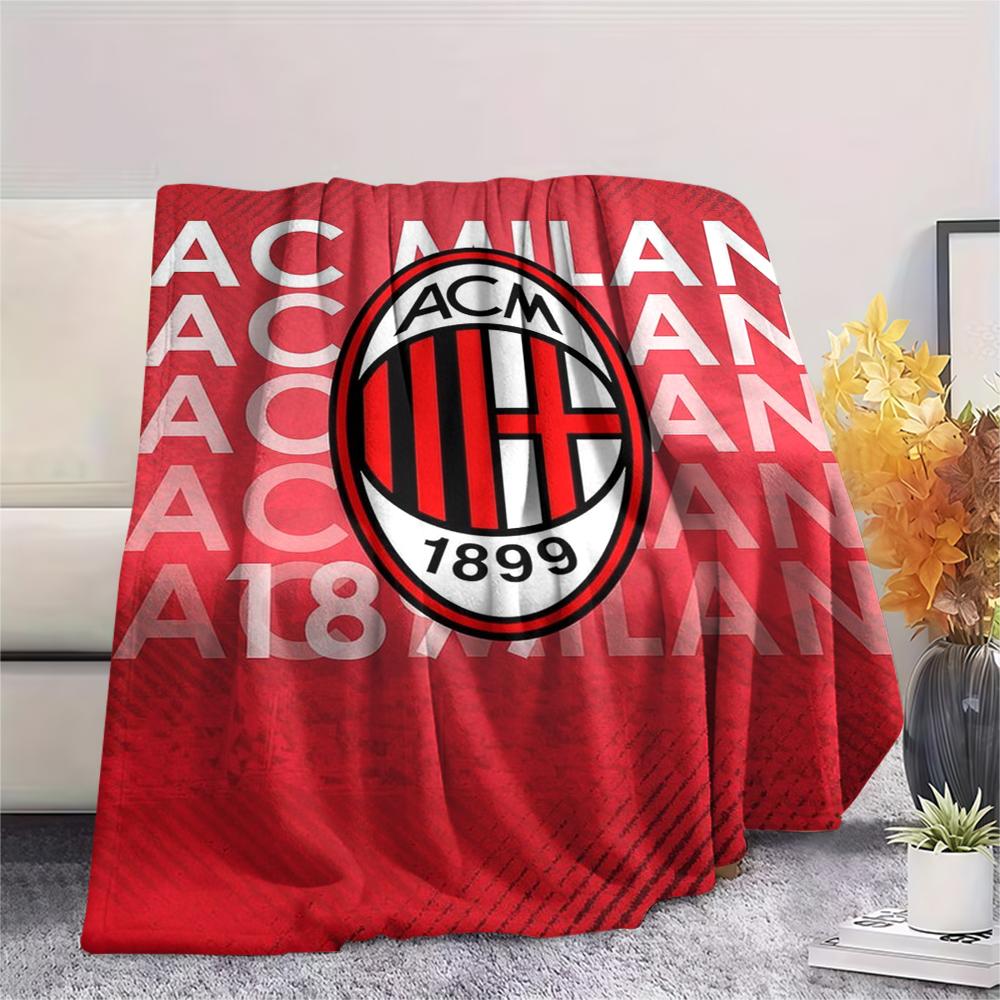 1pc AC Milan Print Flannel Blanket, High quality Comfortable for All Seasons, Home Decor, Warmth and Comfort, Perfect for Christmas Gifts05