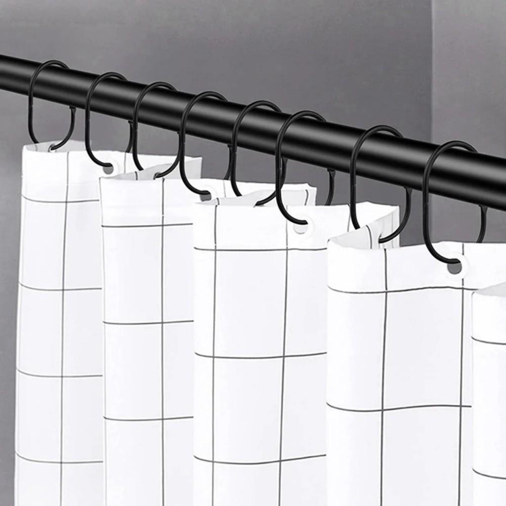12pcs Oval Shower Curtain Hooks Rings Iron Gliding Hooks For Bathroom Curtains Rods