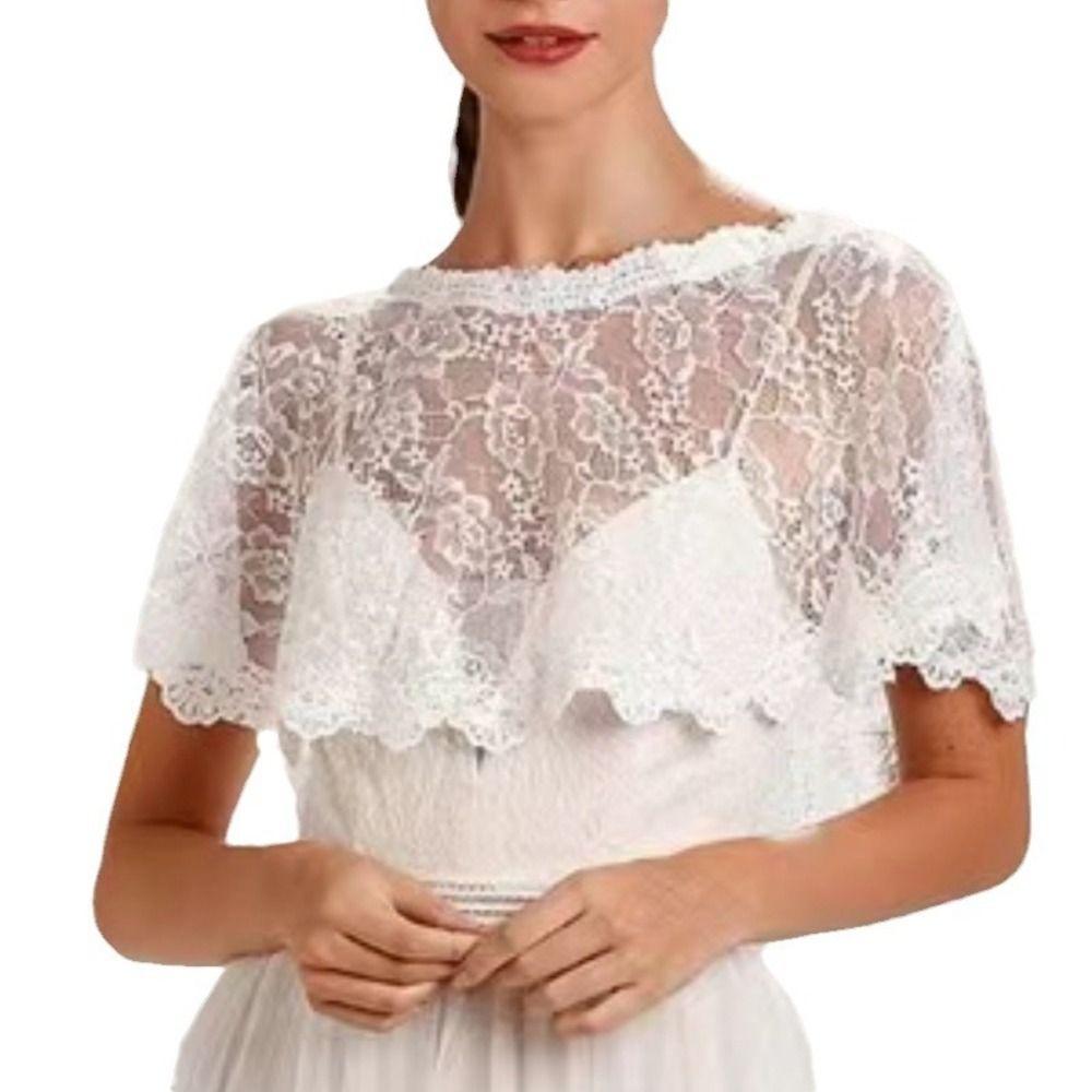 Elegant Lace Cover Up Tops Retro Lace Neckline Sweet Fake Collar Evening Party Costume