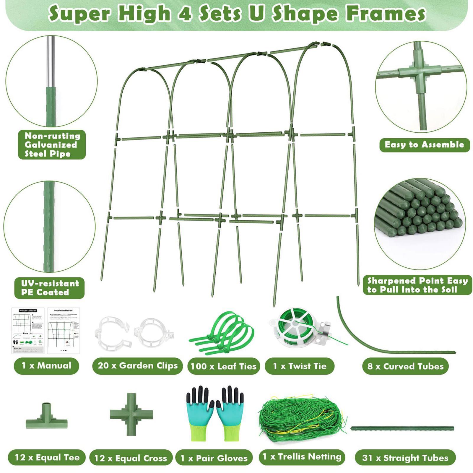 

Опора для приподнятой грядки Садовая металлическая решетка для огурцов Стойка U-образной формы Устойчивые к погодным условиям металлические опоры для вьющихся растений CHINA