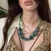 Vintage Geometric Double Layer Necklace Retro Design Acrylic Pendant Necckahin For Women Fashion Jewelry Gift