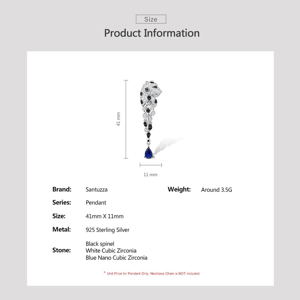 Silver Pendant For Women Authentic 925 Sterling Silver Leopard Panther Sparkling Black Spinel Trendy Party Fine Jewelry