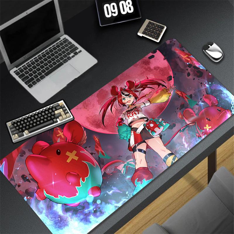 Gaming Mouse Pad Large Desk Mat Antislip Stitched Edges Cute Anime Girl Colorful Cartoon Print Waterproof Mat for Home