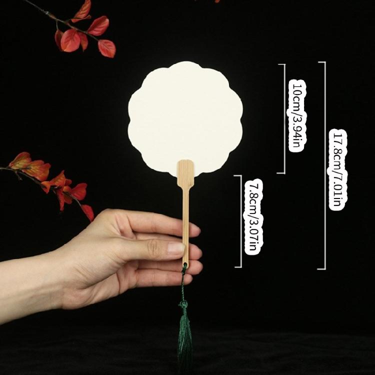 Chinese Rice Paper Fan White Round Fan with Tassels DIYs Blank Fan Decors