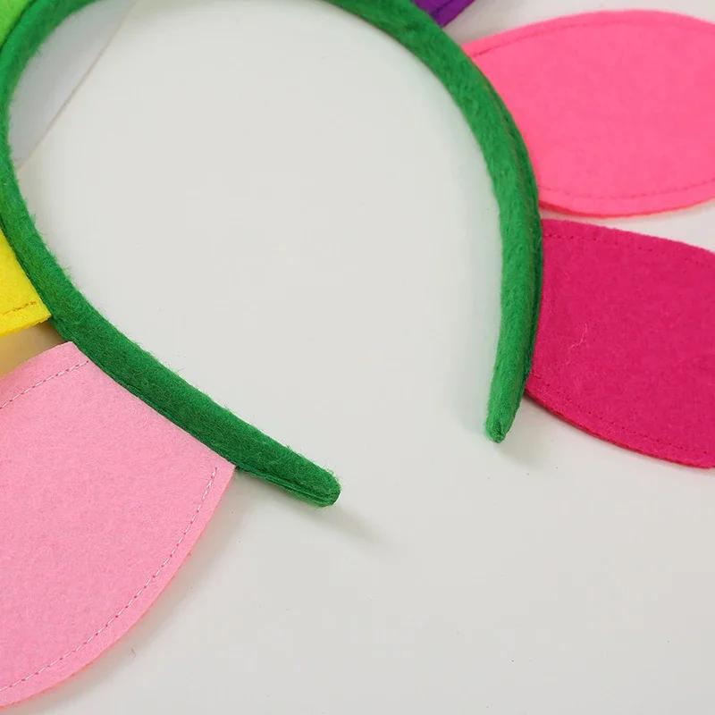 Sunflower Hair Bands Rainbow Colour Hair Bands Birthday Festival Party Cute Headband Stage Hair Decoration Children's Day Gift