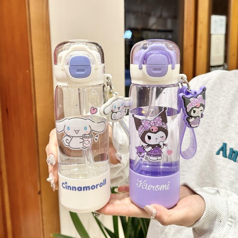 420Ml Genuine Sanrio Transparent Cup Cartoon Kuromi Cinnamoroll Melody Tritan Safe Matrial Water Drink Bottle Gifts For Girls