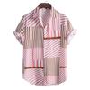 Summer Men's Fashion Trend Short-Sleeved Beach Print Single-Breasted Lapel Shirt