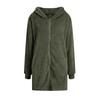 Damen Plüsch Reißverschluss Jacke Mit Kapuze Locker Langarm Pelzig Strickjacke Winter