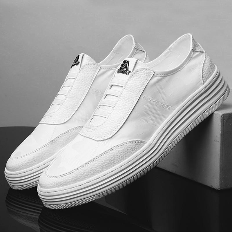 New Men's Leather Loafers High Quality Italian White Casual Shoes Comfort Slip On Lightweight Walking Sneakers Driving Mocassins