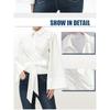 New Women's Fashion Casual Polo Neck Bow Tie Up Short Edition Double Breasted Poplin Shirt