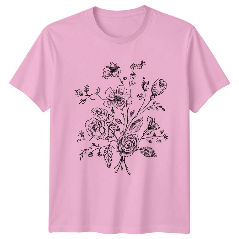 Hand Drawn Wildflower Bouquet Botanical Unisexs TShirt Botanical Sketch Floral