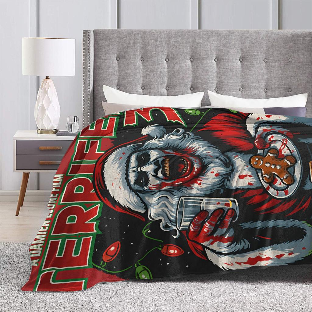Art Crispies Terrifier Clown Blankets  Warm Novelty Plush Throw Blanket For Kids Living Room Flannel Bedspread Bed Cover