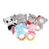 Baby Soothing Cartoon Animal Hand cranked Bell Plush Doll Color Bead Hand held Bell 0-1 Year Old Grip Handshake Ring Toy