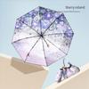 50% Fold 8-bone Double-layer Vinyl Double-flower Sun Umbrella Female Illustration Hand-painted Style Small and Convenient Sun Pr