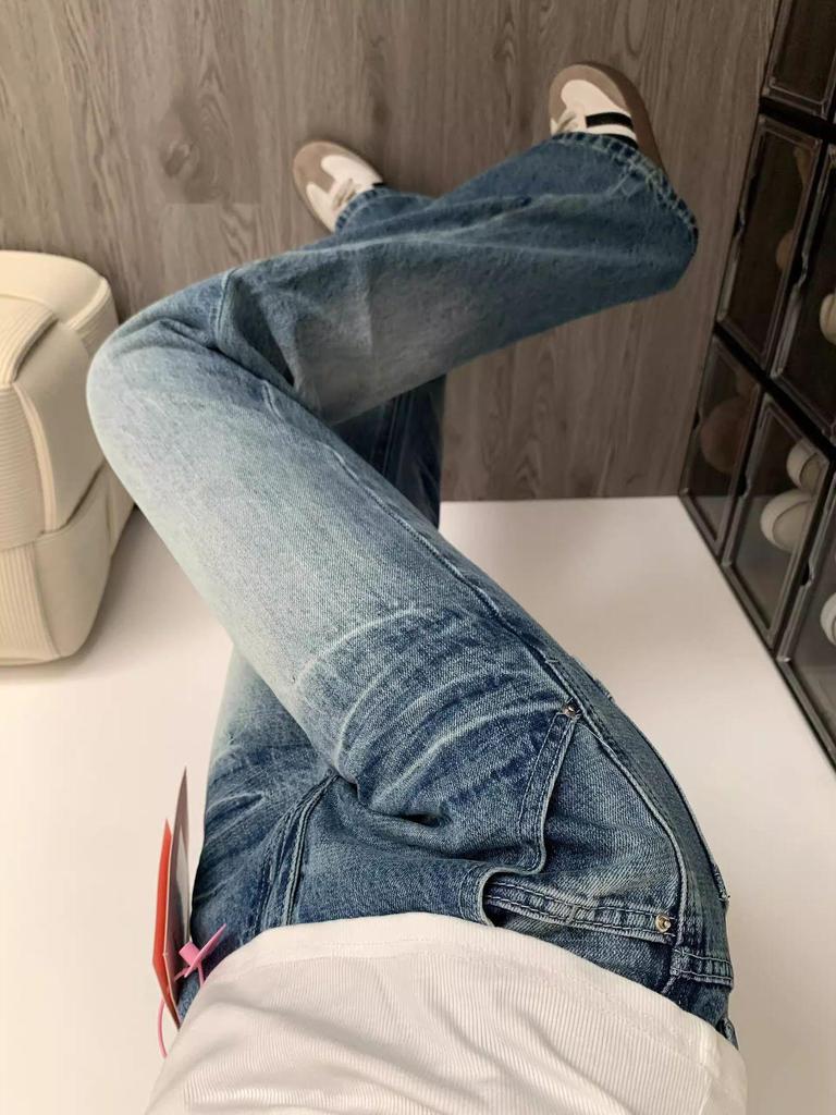 2024 Retro Low-Waist Flare Jeans: Slimming, Loose, Wide-Leg Women's Pants for Autumn/Winter