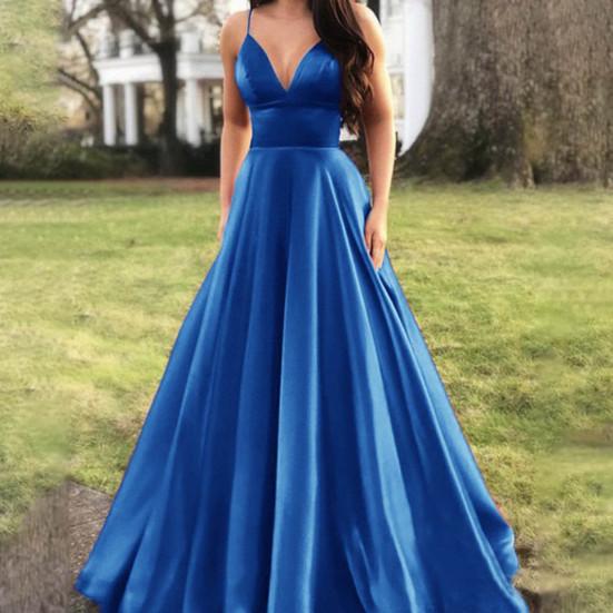 Robe à bretelles taille haute, col en V, bretelles réglables, tenue de soirée pour Banquet