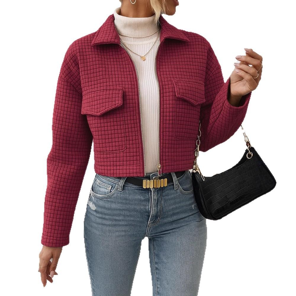 

Женский осенне-зимний жакет-кардиган с лацканами, длинными рукавами, однотонный, с двумя карманами S