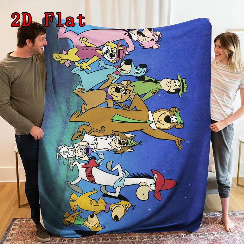 Playful Cartoon Group Shot 2D Flat Pattern Flannel Blanket High Quality All Seasons Warmth and Comfort Perfect for Christmas Gifts.