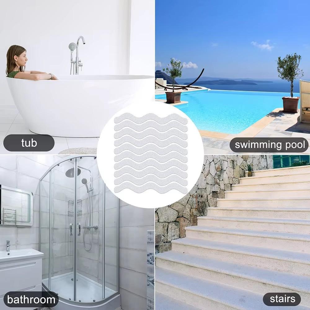 24pcs Transparent Anti-Slip Stickers For Bathroom Floor And Shower - Bathtub Floor Safety Anti-Slip Strips