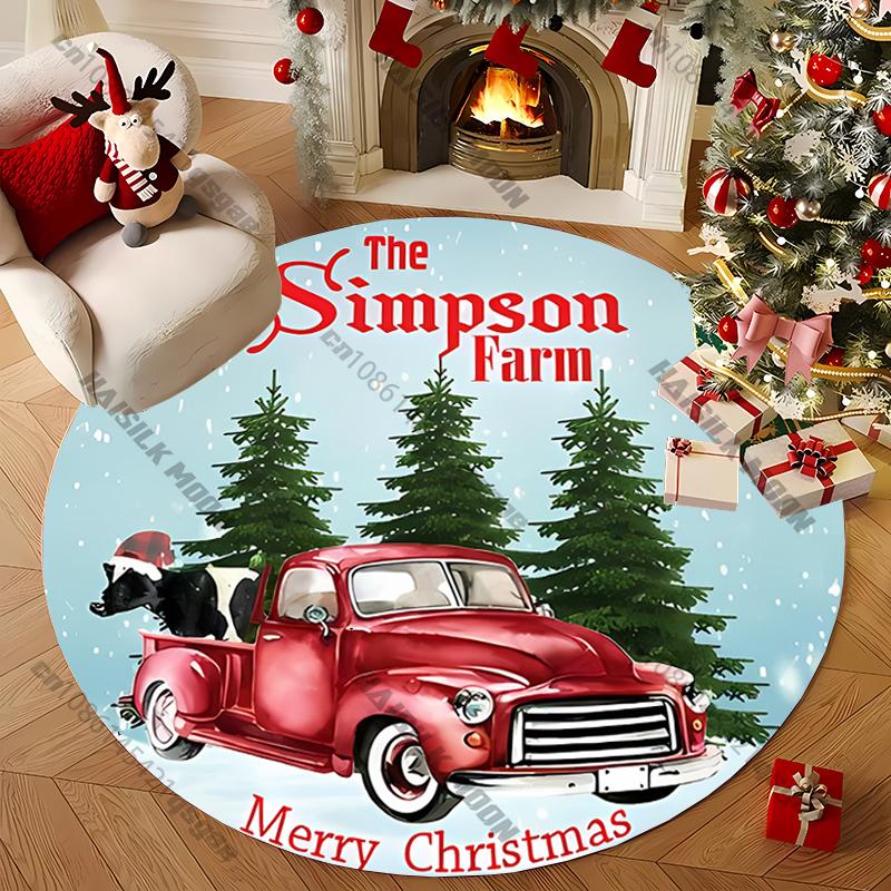 

Мультяшный круглый коврик для дома, милый Санта, лось, пряничный человечек, рождественские элементы, печатный коврик для детской комнаты, коврик для стула, всесезонный ковер, подарок Diameter -60cm