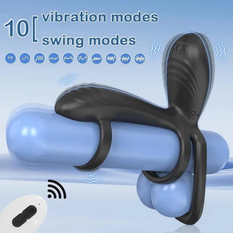 Vibrating Penis Ring with 360° Rotating G-Spot Stimulator Cock Ring Adult Sex Toys Clitoral Massager for Women Men Couples