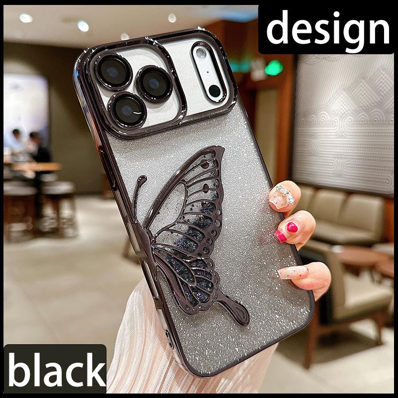 

Personalized Butterfly Liquid Sand Case for iPhone 17 Pro Max/iPhone 15. iPhone 13 Pro Max чёрный