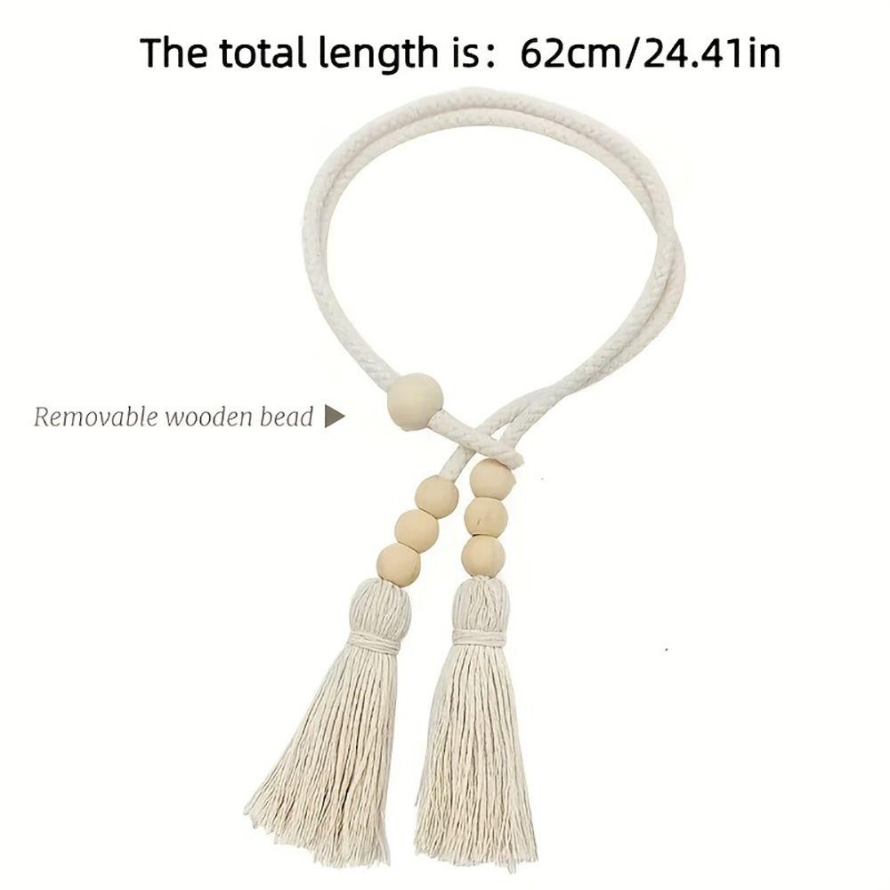 2Pcs Wooden Bead Curtain Tiebacks Fixed Curtain Hooks Curtain Tying Rope Home Decor Accessories