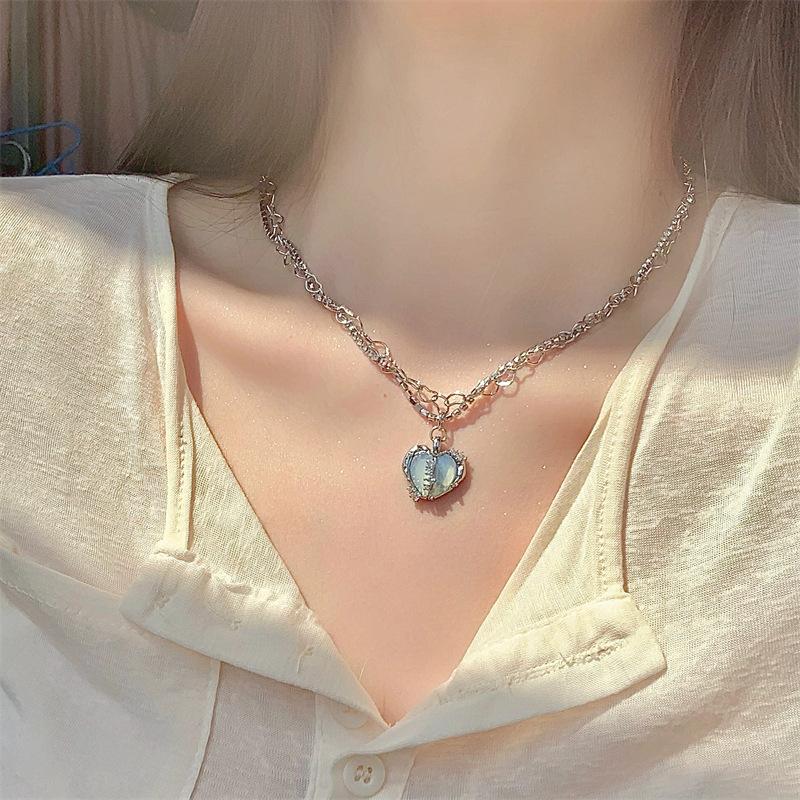 Stainless Steel Irregular Folds 2 Heart Love Necklace For Women Charm Party Accessories High-Quality Fashion Pendant Gifts