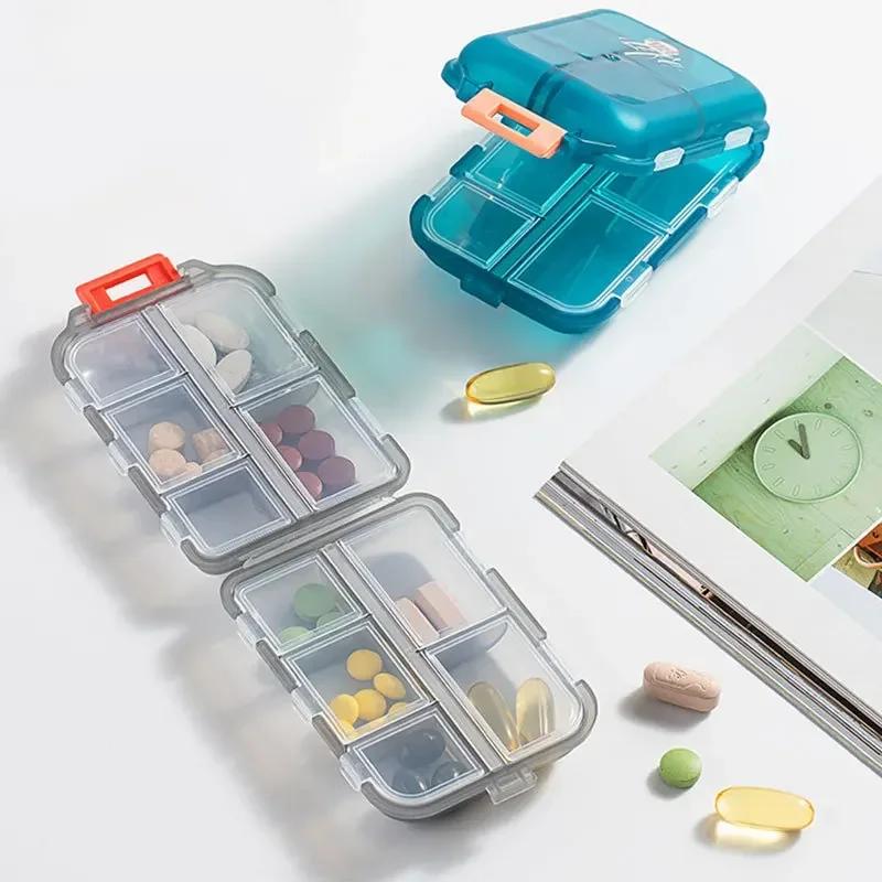 10 Grids Travel Pills Organizer Box Portable Folding Small Pill Case Daily Pills Container Pill Box Dispenser Plastic Container