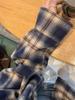 Women's Korean Retro Plaid Shirt Jacket - Dark Blue, Long Sleeve, Loose Fit for Autumn/Winter
