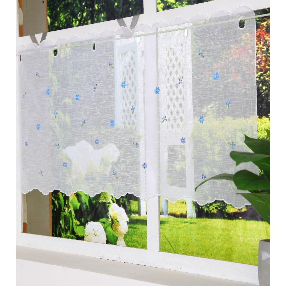 High-Density Slub Yarn Embroidered Small Curtains, Small Coffee Curtains, Kitchen Embroidered Curtains Ht-057