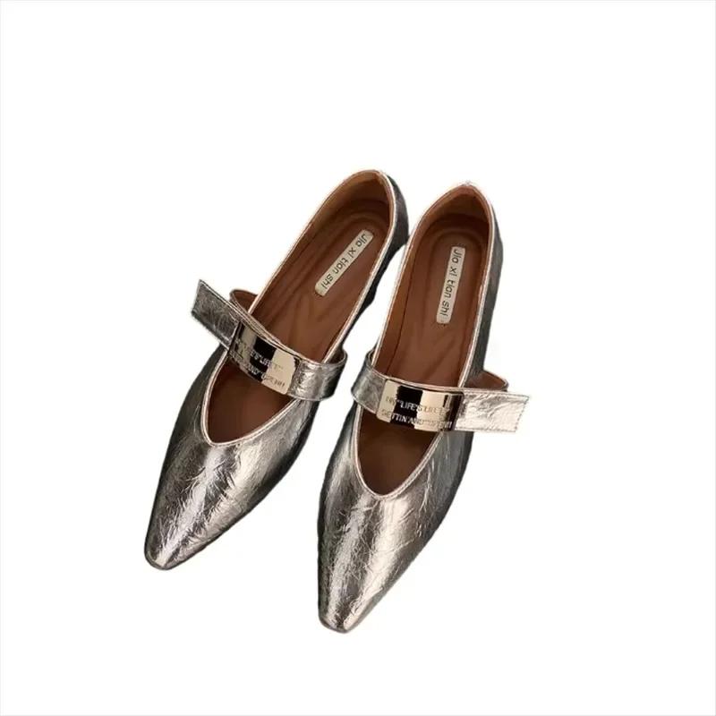 Fashion Women Low Heels Leather Shoes Sexy Pointed Toe Designer Shallow Loafers 2024 Trend New Party Dress Elegant Pumps