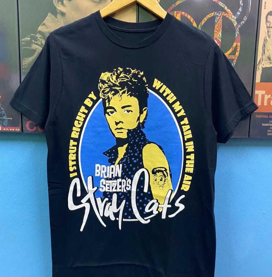 Vtg Stray Cats Band Music Tour Cotton Black Full Size Unisex Shirt Unisex T-Shirt XL