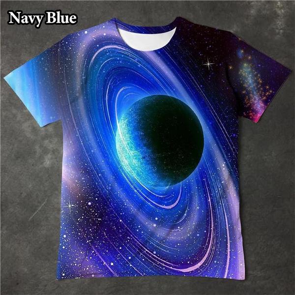 

Футболка с принтом галактики, футболка с коротким рукавом с принтом космоса, забавные футболки с 3D-принтом, футболки с изображением планеты, повседневные футболки с индивидуальным рисунком S синий