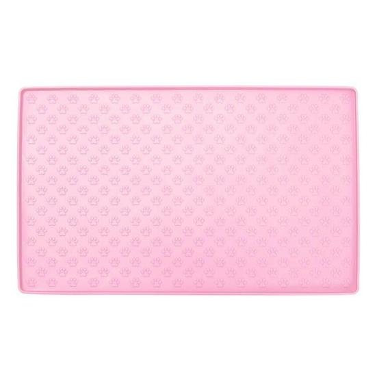 Bite Resistant Non-Slip Bottom Paw Pattern Prevent Spill On Floor Foldable Pet Food Mat Silicone Raised Edge Dog Cat Bowl Mat