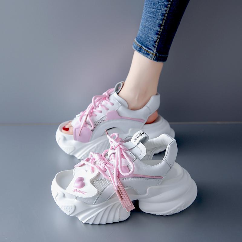 fashion High Platform Sandals Women 2024 Summer Breathable Wedges 6CM High Heels Ladies Mesh Sneakers Chunky Slippers Sandalias Mujer