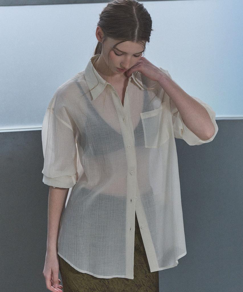 GENERALIDEA Summer Wrinkle Sheer Shirt [Ivory] / Wbe2L03531