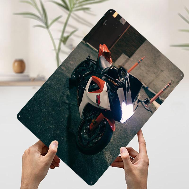 Motorrad GSX R Metallposter Benutzerdefinierte Wandkunst Retro Vintage Blechschilder für Man Cave Dekoration Heimdekor Zubehör