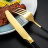 24Pcs Black Gold Western Dinnerware Set Stainless Steel Cutlery Set Fork Knife Spoon Tableware Set Flatware Set Silverware Set