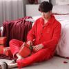 Pajamas Men'S Autumn And Winter Coral Fleece Thickened Men'S Big Red Natal Year Flannel Wedding Loungewear