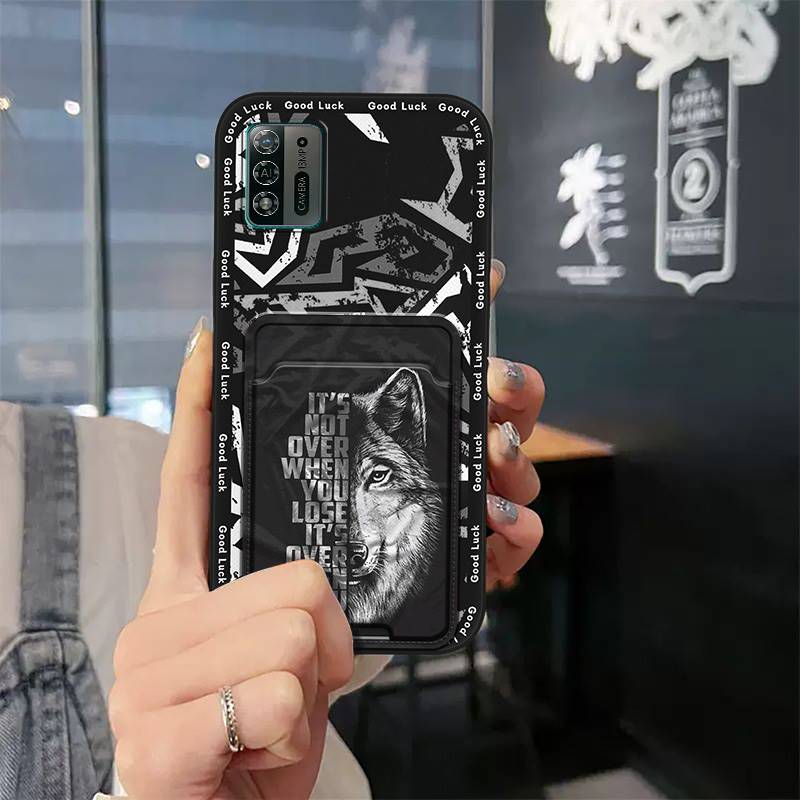 Anti-dust Durable Phone Case For ZTE Blade A52 Lite Card Slot Cartoon Full Wrap Shockproof Waterproof Graffiti Silicone