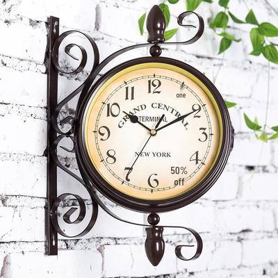 European Double-Sided Wrought Iron Wall Clock - Modern & Retro Style for Living Room