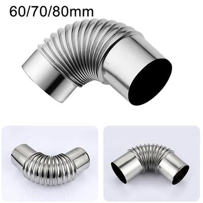 60/70/80mm 90 Degree Flue Elbow Pipe Chimney Liner Bend Stainless Steel Multi Flue Stove Pipes Wood Stoves Chimney